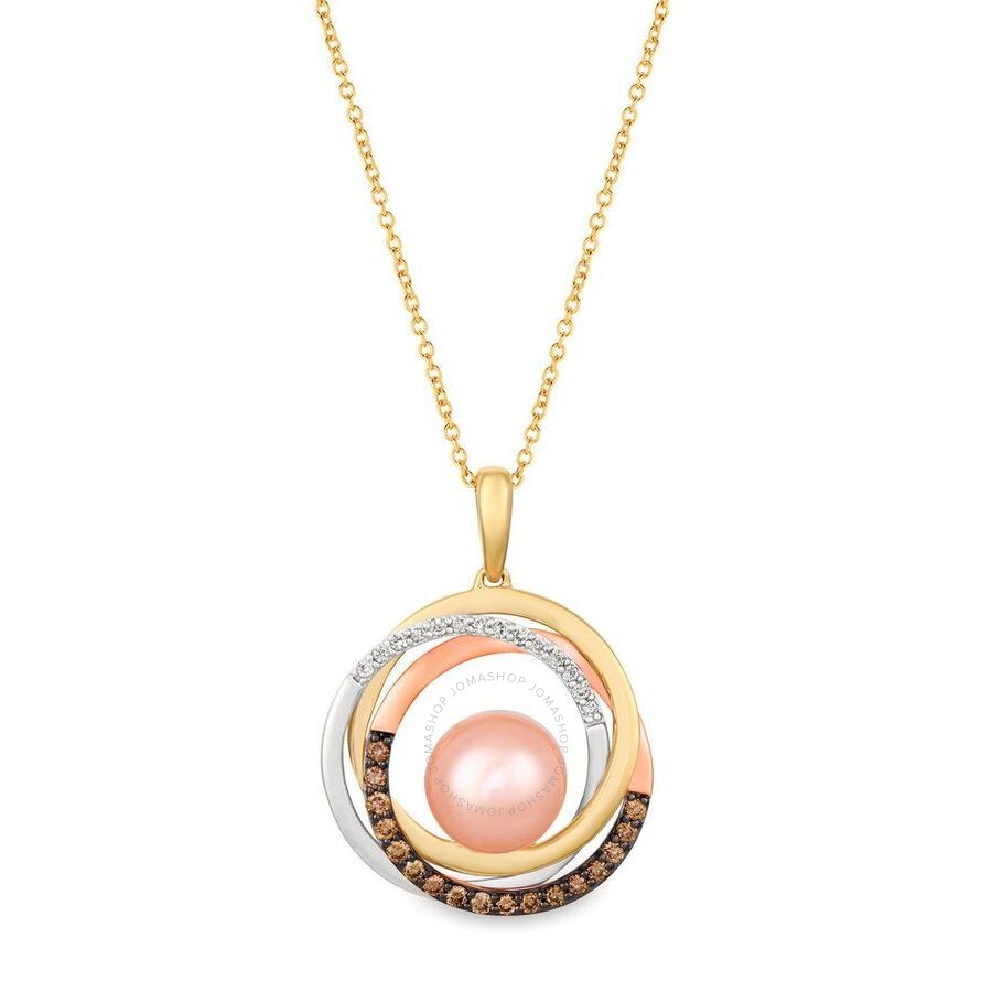 Le Vian 14k Tri-tone 0.33 Ct. Tw. Diamond & 9-10mm Pearl Necklace In Gold Tone
