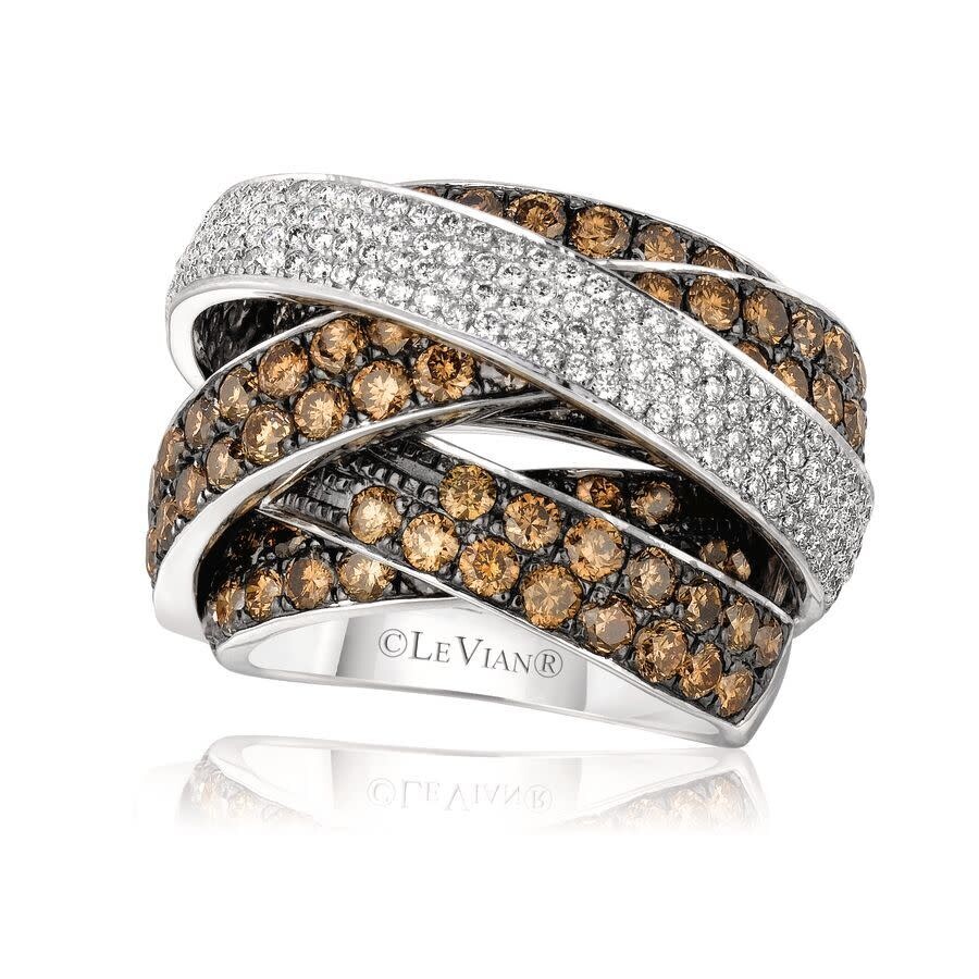 Le Vian Ladies Euphoria Chocolate Rings Set In 14k Vanilla Gold In White
