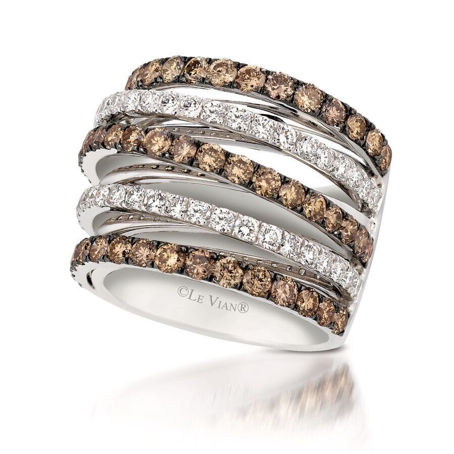 Le Vian Ladies Euphoria Chocolate Rings Set In 14k Vanilla Gold In White
