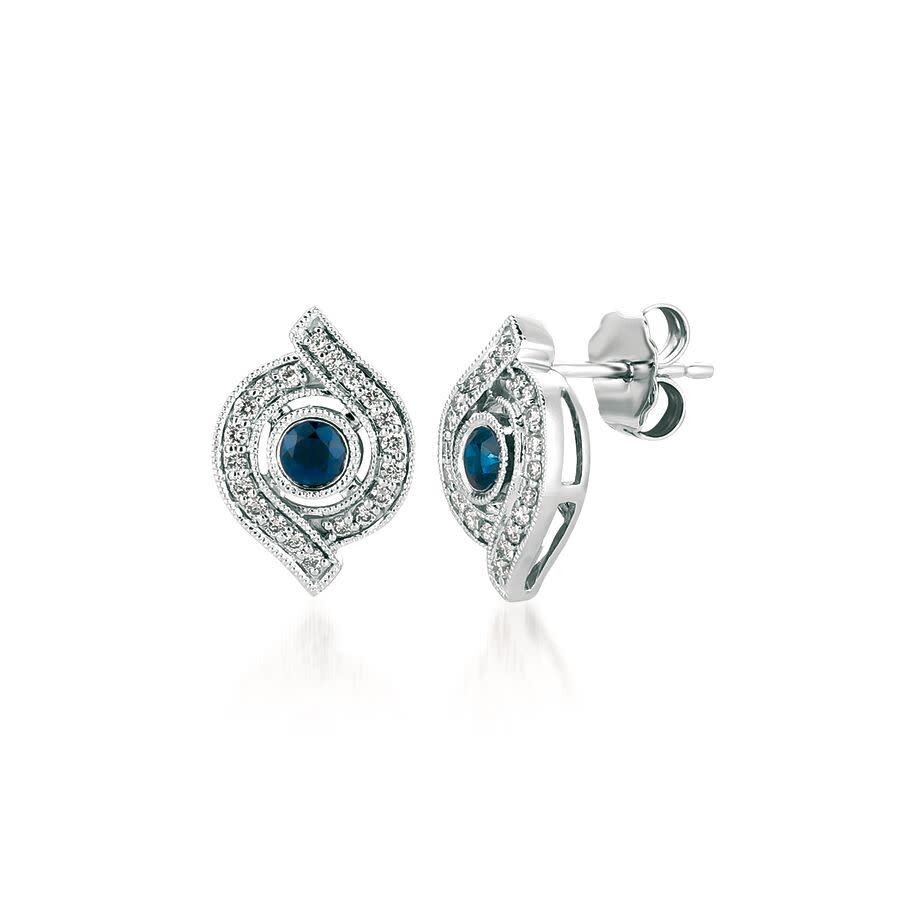 Le Vian Ladies Blueberry Sapphire Earrings Set In 14k Vanilla Gold In White