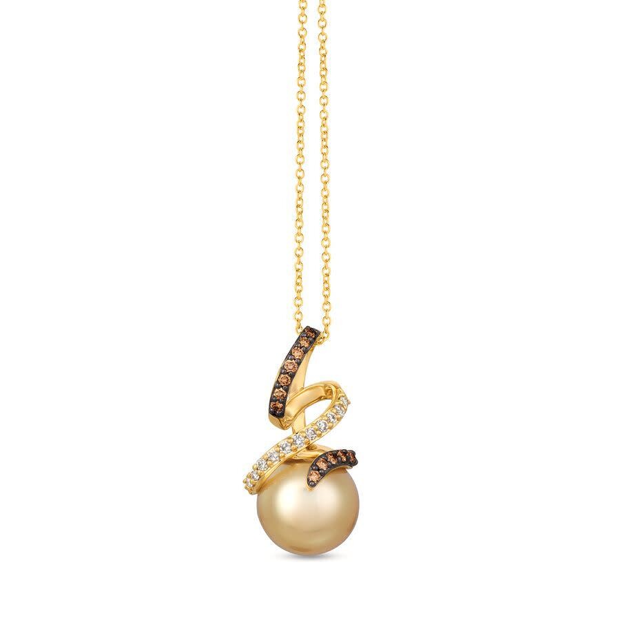Le Vian 14k 0.26 Ct. Tw. Diamond 10-11mm Pearl Pendant Necklace In Yellow