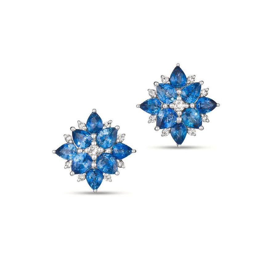 Le Vian Ladies Blueberry Sapphire Earrings Set In 14k Vanilla Gold In White