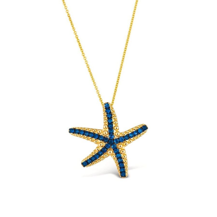 Le Vian Ladies Blueberry Sappire Sealife Necklaces Set In 14k Honey Gold In Yellow