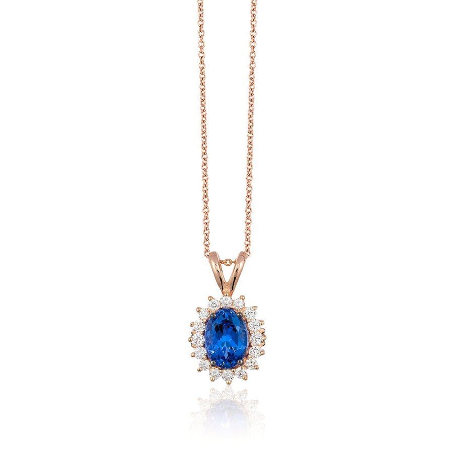 Le Vian Ladies Blueberry Tanzanite Necklaces Set In 14k Strawberry Gold In Pink/rose Gold Tone/gold Tone