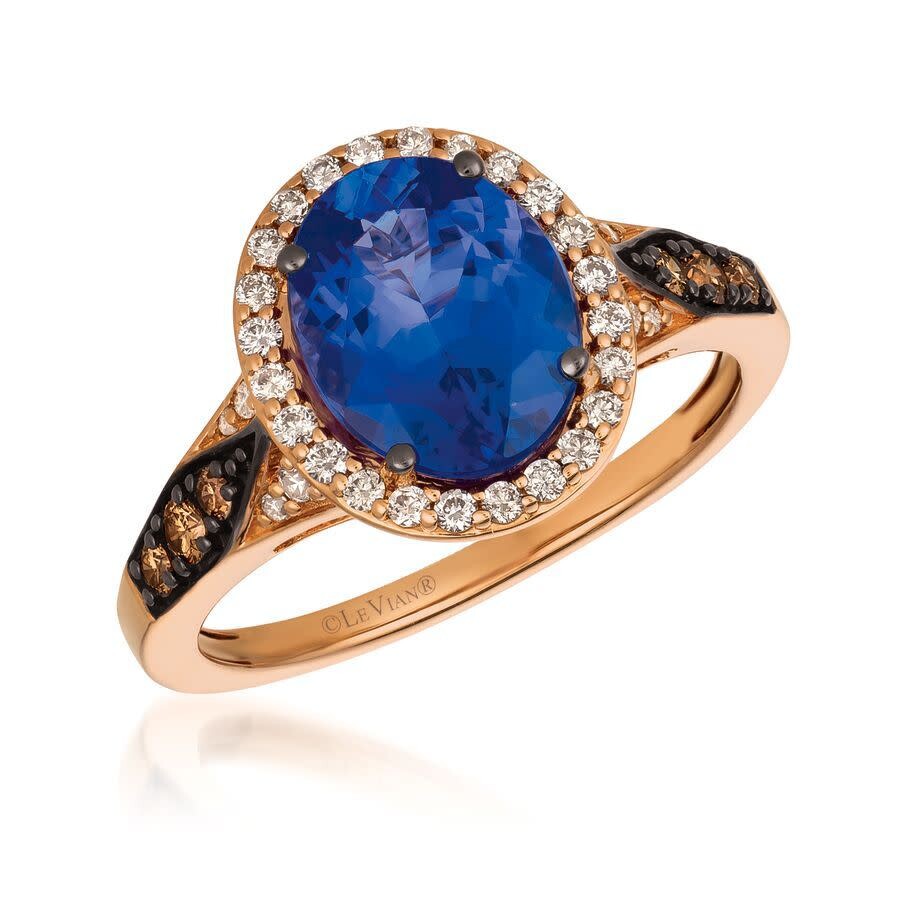 Le Vian Ladies Blueberry Tanzanite Ring Set In 14k Strawberry Gold In Pink/rose Gold Tone/gold Tone