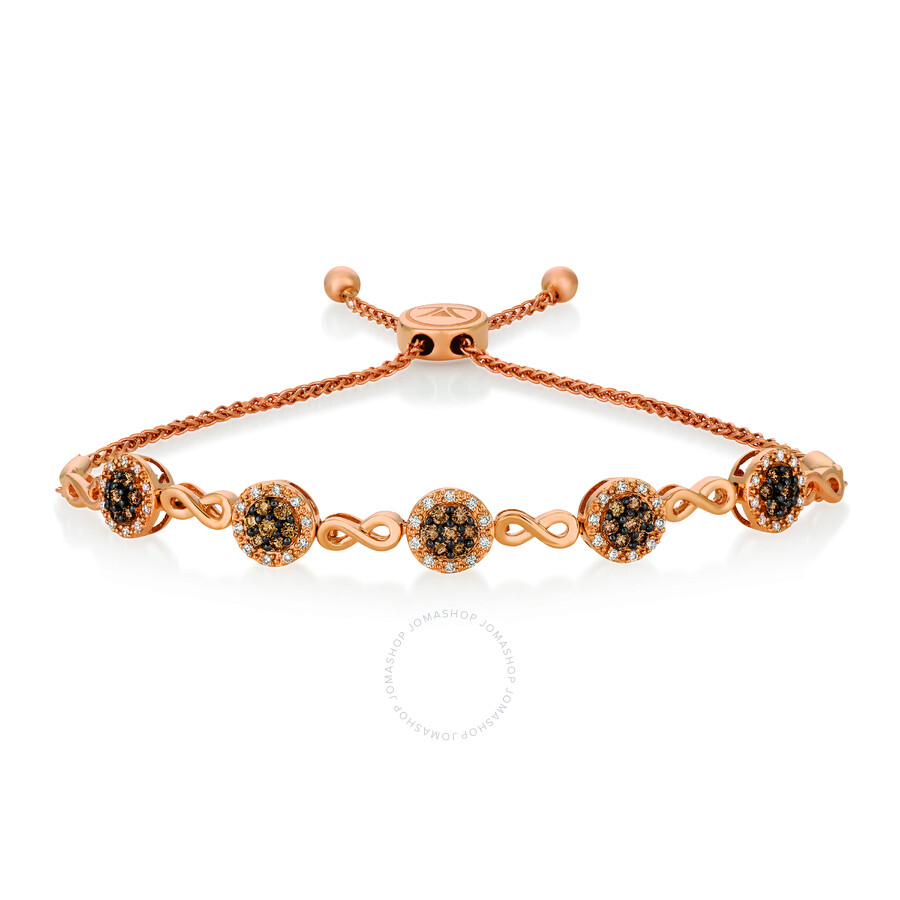 Le Vian Chocolate Diamonds 14k Rose Gold 0.90 Ct. Tw. Diamond Bolo Bracelet In Pink/rose Gold Tone/gold Tone