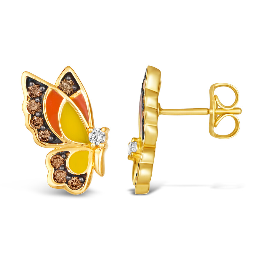 Le Vian Ladies Butterfly Away Earrings In 14k Honey Gold In Multi