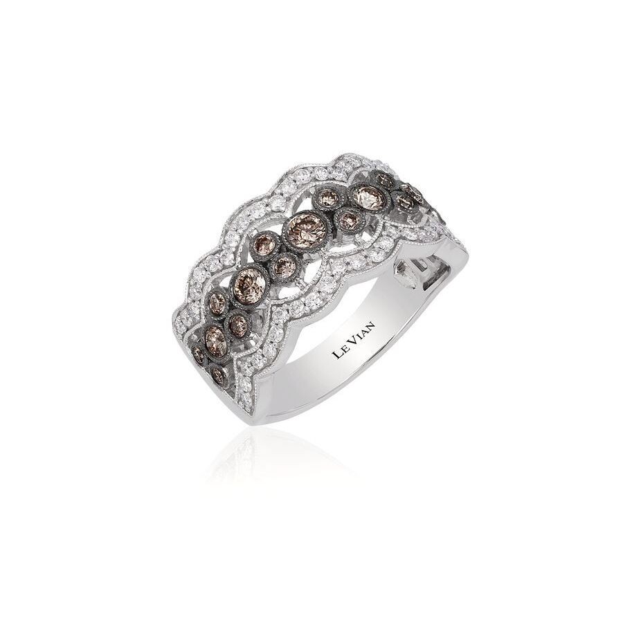 Le Vian Ladies Chocolate Diamond Bands Rings Set In 14k Vanilla Gold In White