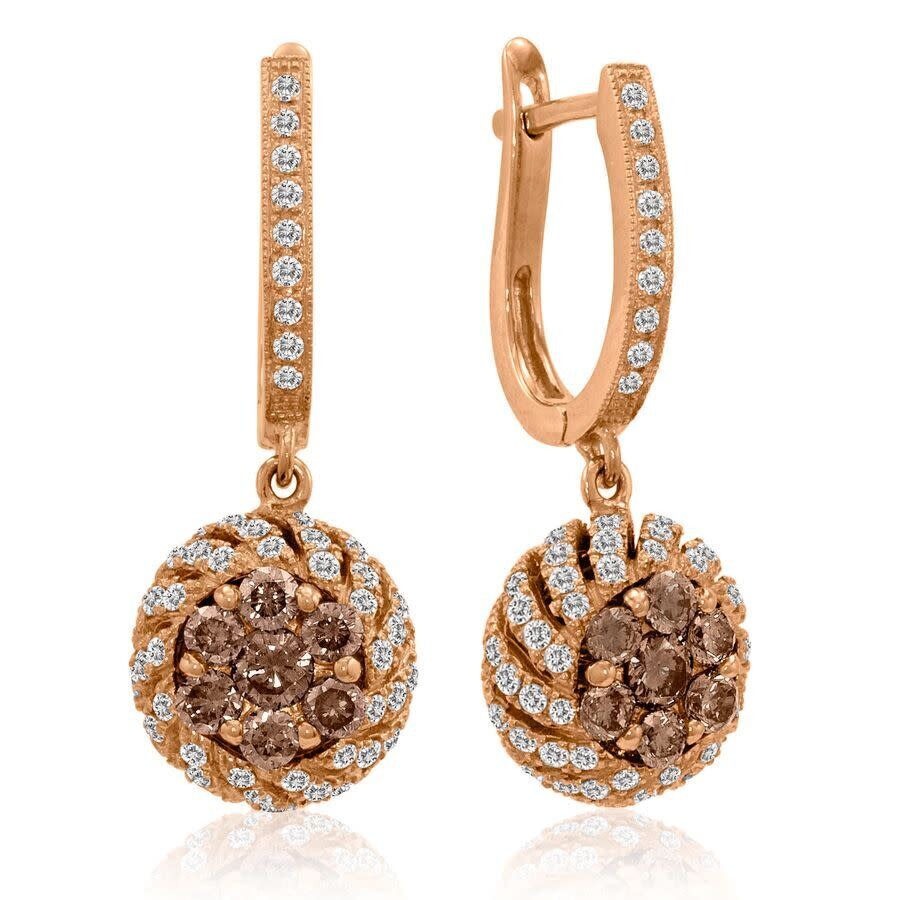 Le Vian Ladies Chocolate Diamond Earrings Set In 14k Strawberry Gold In Pink/rose Gold Tone/gold Tone