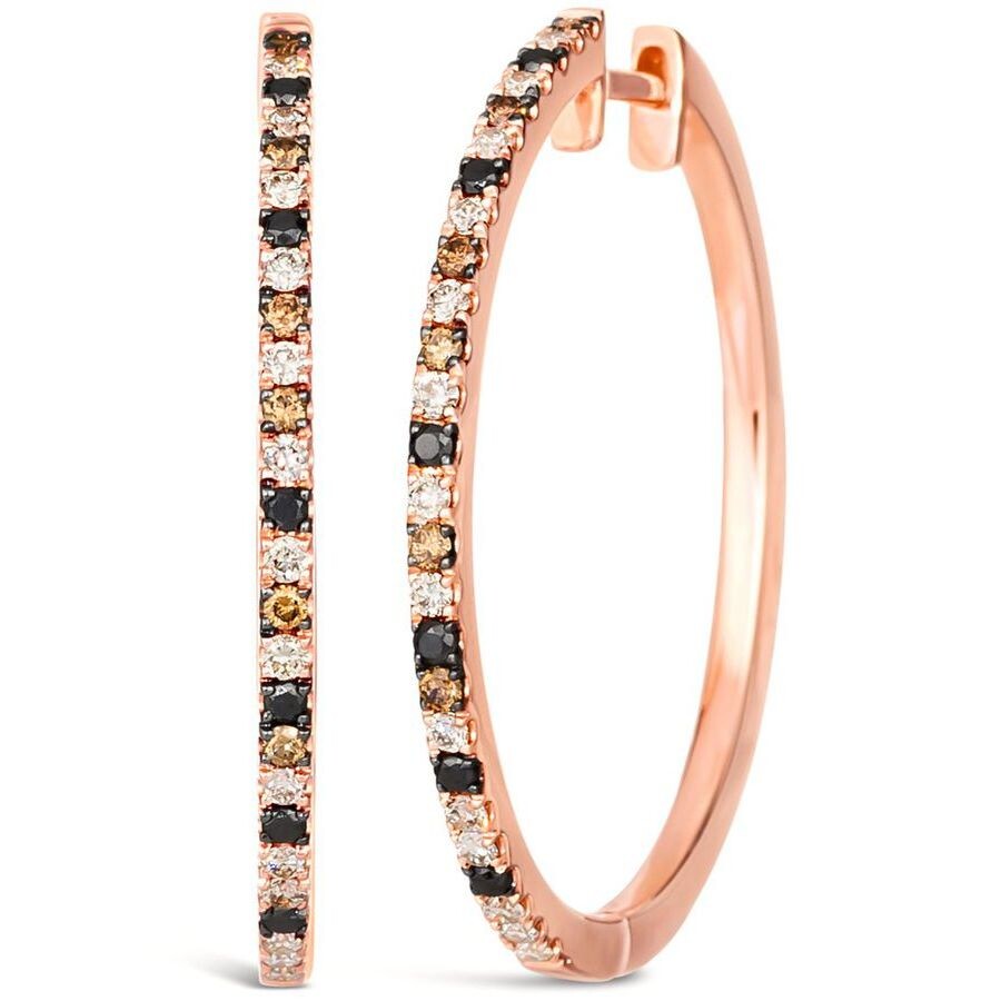 Le Vian Ladies Chocolate Diamonds Earrings Set In 14k Strawberry Gold In Pink/rose Gold Tone/gold Tone