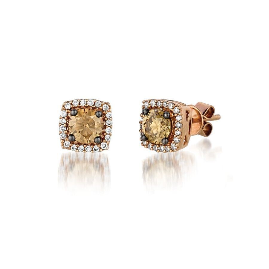Le Vian Ladies Chocolate Diamonds Earrings Set In 14k Strawberry Gold In Pink/rose Gold Tone/gold Tone