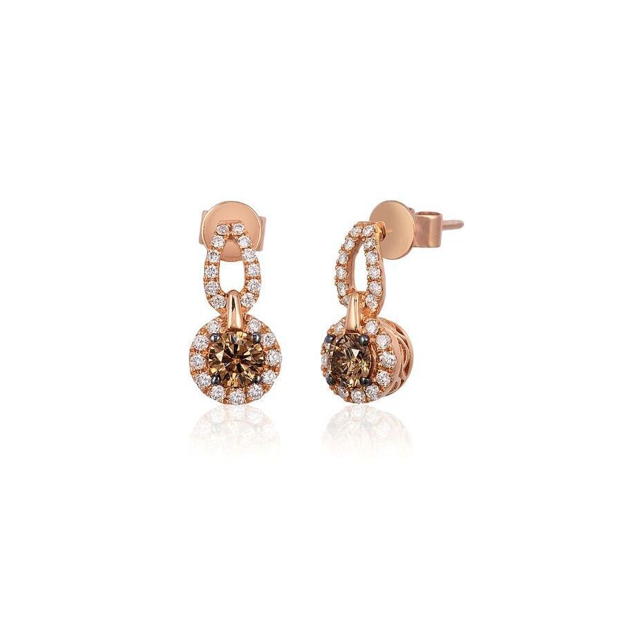 Le Vian Ladies Chocolate Diamonds Earrings Set In 14k Strawberry Gold In Pink/rose Gold Tone/gold Tone