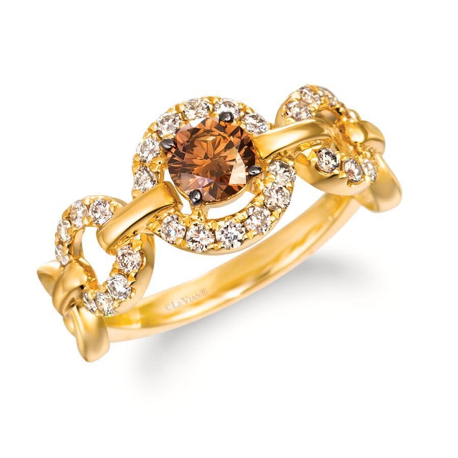 Le Vian Ladies Chocolate Diamonds Rings Set In 14k Honey Gold In Yellow