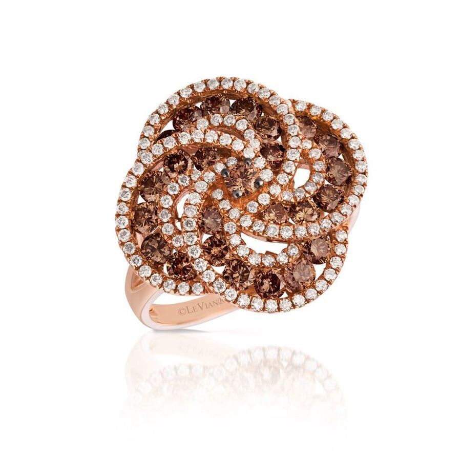 Le Vian Ladies Chocolate Diamonds Rings Set In 14k Strawberry Gold In Pink/rose Gold Tone/gold Tone