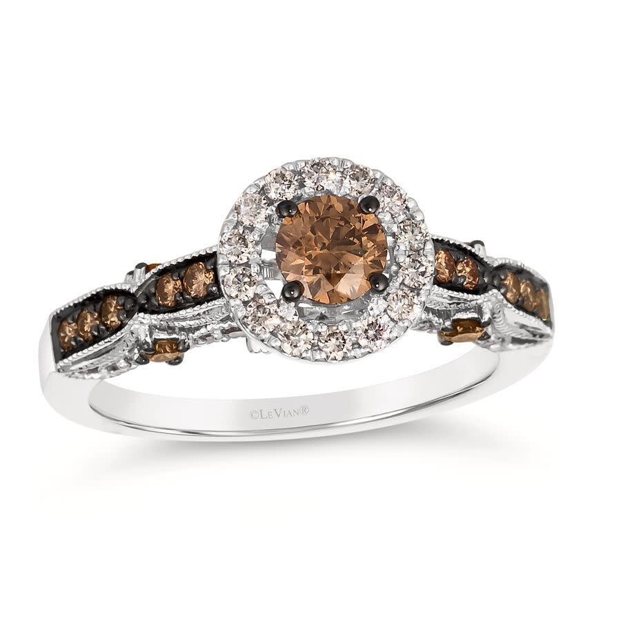 Le Vian Ladies Chocolate Diamonds Rings Set In 14k Vanilla Gold In White
