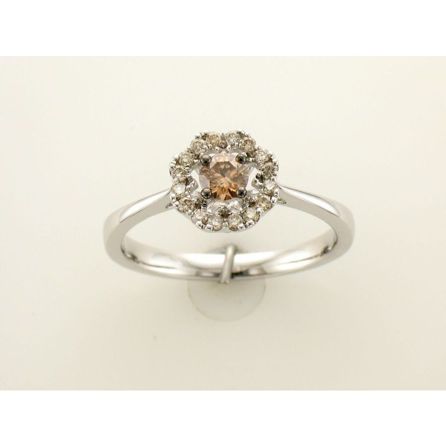 Le Vian Ladies Chocolate Diamonds Solitaire Rings Set In 14k Vanilla Gold In White