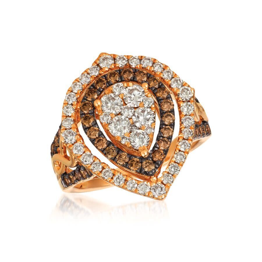 Le Vian Ladies Chocolate Pear Clusters Rings Set In 14k Strawberry Gold In Gold