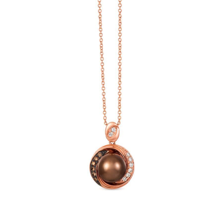Le Vian Ladies Chocolate Pearl Necklaces Set In 14k Strawberry Gold In Brown
