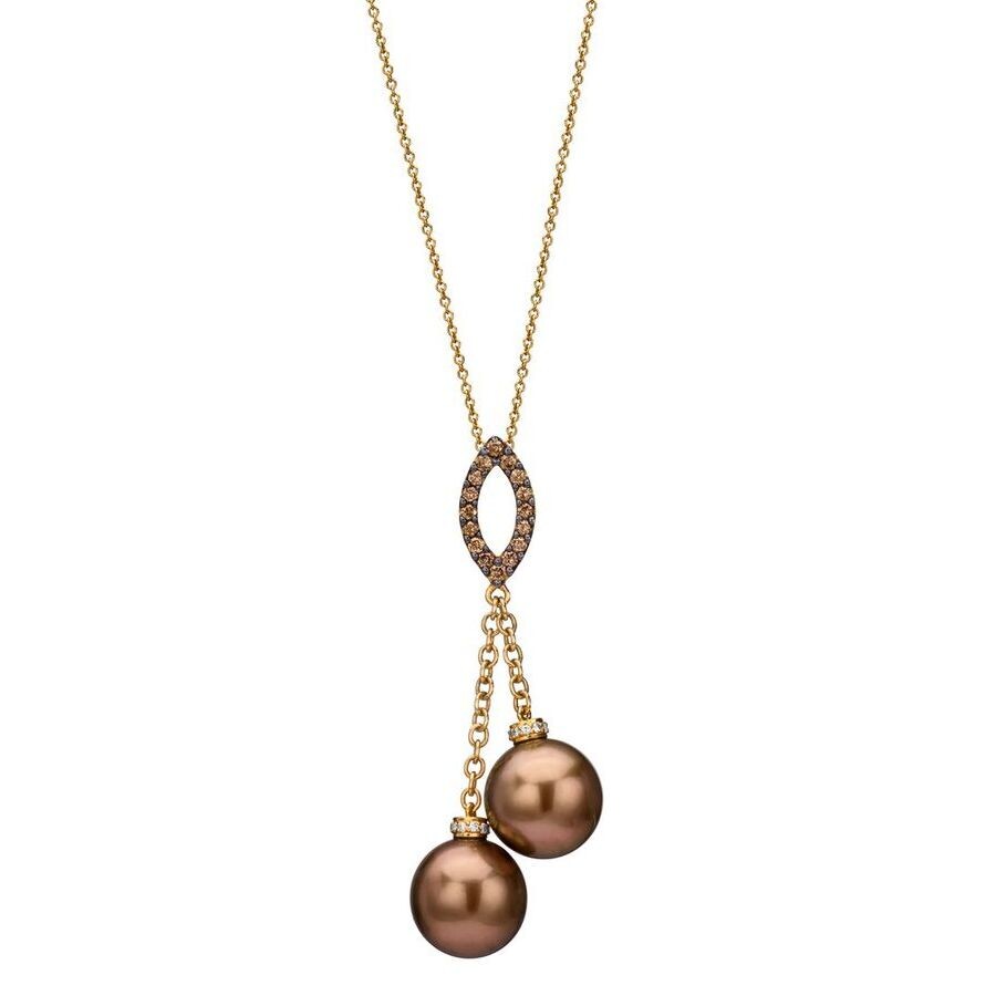 Le Vian Ladies Chocolate Pearls Necklaces Set In 14k Honey Gold In Yellow