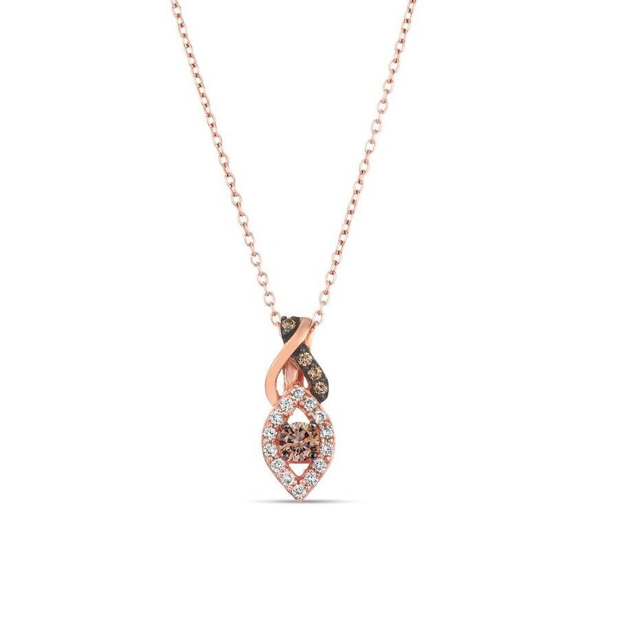 Le Vian Ladies Chocolate Solitaire Necklaces Set In 14k Strawberry Gold In Multi