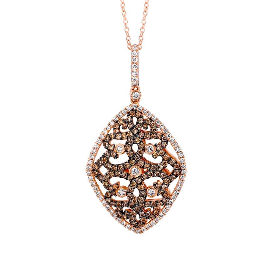 Le Vian Ladies Chocolate Strawberry Lace Necklaces Set In 14k Strawberry Gold In Multi