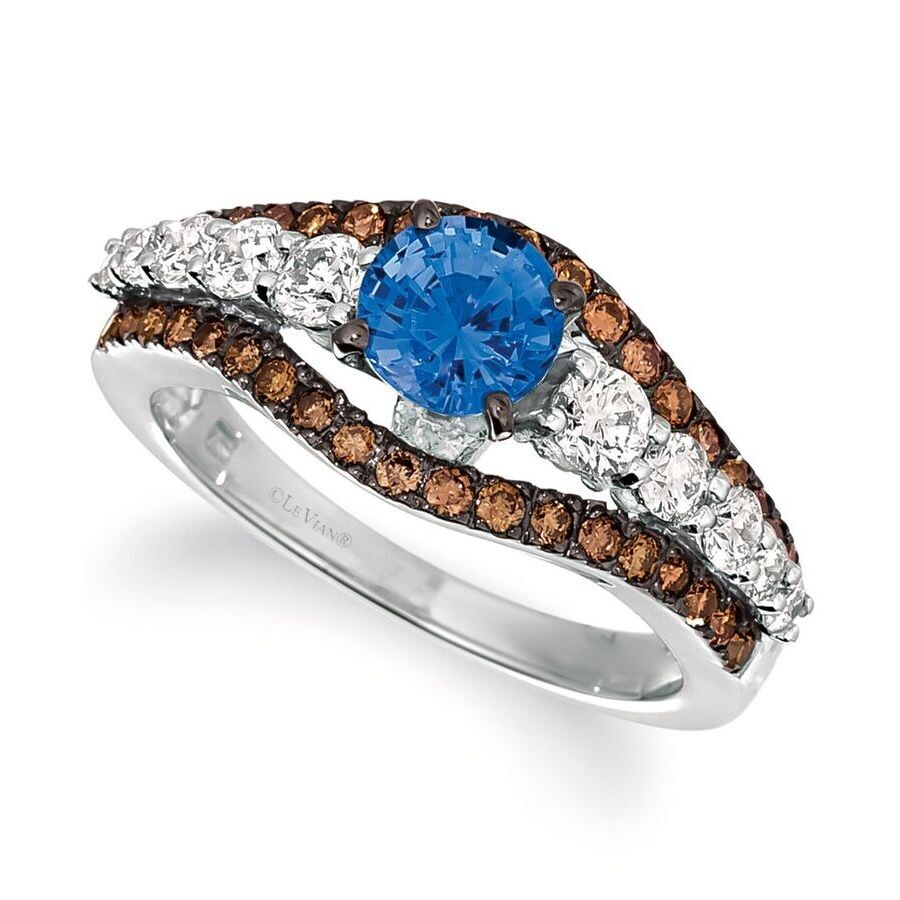 Le Vian Ladies Cornflower Sapphire Rings Set In 14k Vanilla Gold In Multi