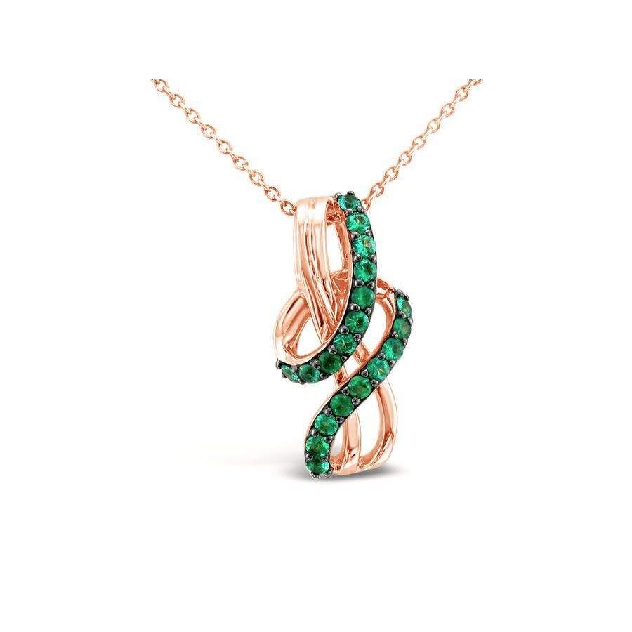 Le Vian 14k Strawberry Gold 0.23 Ct. Tw. Emerald Pendant Necklace In Pink/rose Gold Tone/gold Tone