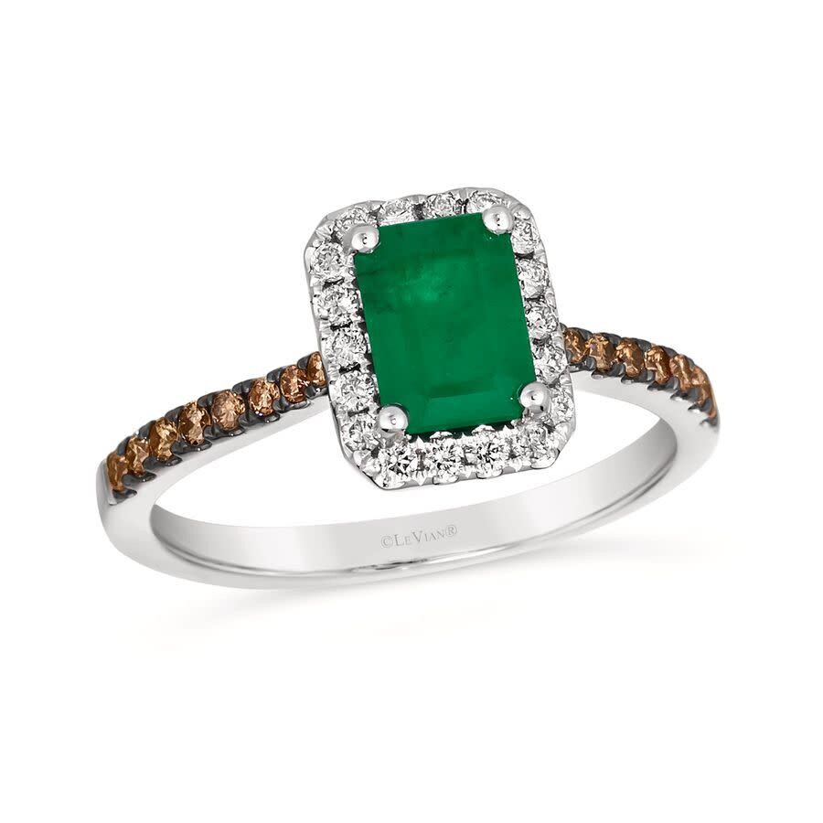 Le Vian Ladies Costa Smeralda Emeralds Rings Set In 14k Vanilla Gold In White