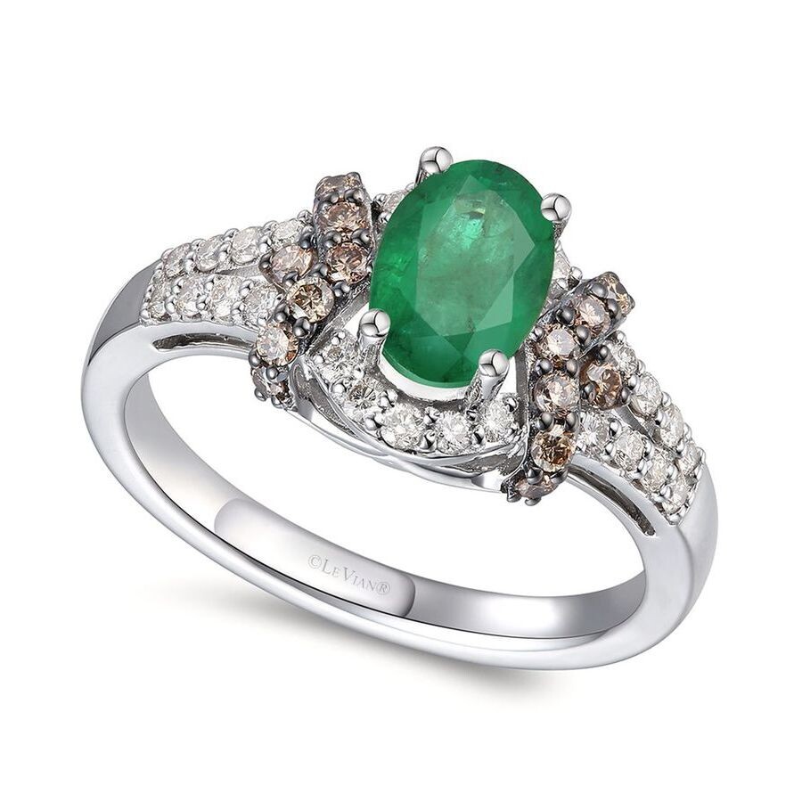 Le Vian Ladies Costa Smeralda Emeralds Rings Set In 14k Vanilla Gold In White