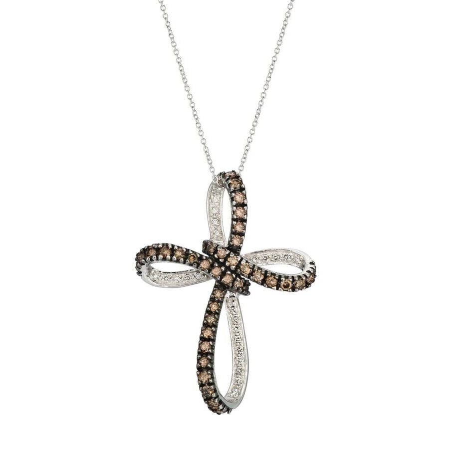 Le Vian Ladies Cross Necklaces Set In 14k Vanilla Gold In White