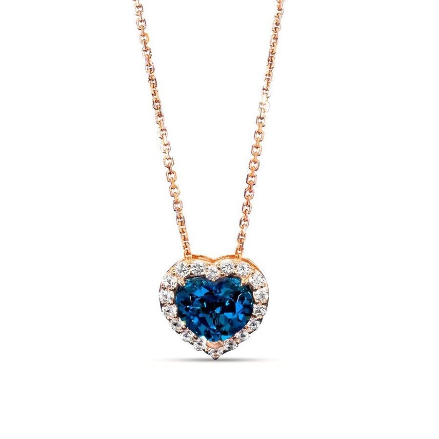 Le Vian Ladies Deep Sea Blue Topaz Necklaces Set In 14k Strawberry Gold In Brown