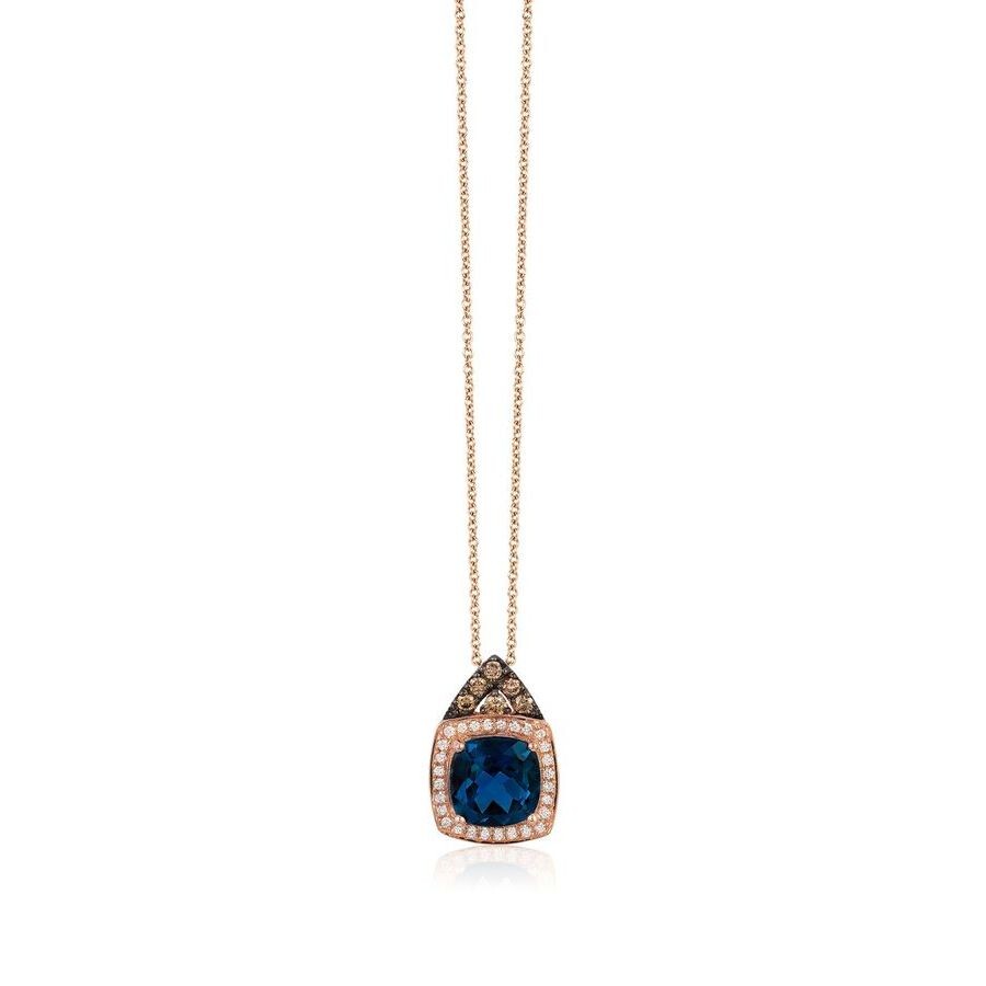 Le Vian Ladies Deep Sea Blue Topaz Necklaces Set In 14k Strawberry Gold In Gold
