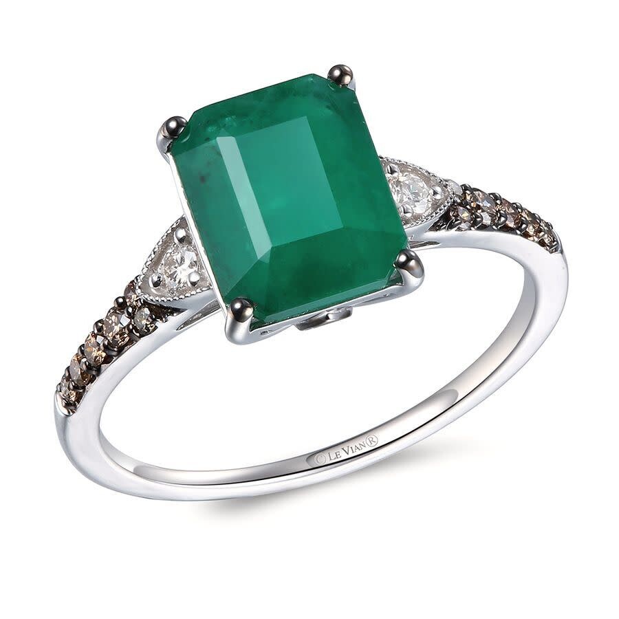 Le Vian Ladies Emerald Rings Set In 14k Vanilla Gold In White