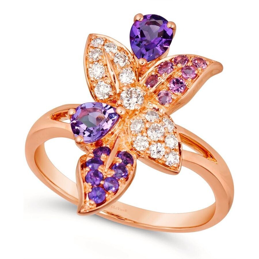 Le Vian Ladies Grape Amethyst Floral Rings Set In 14k Strawberry Gold In Gold