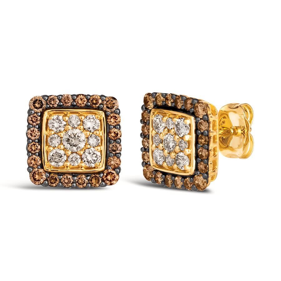 Le Vian Ladies Honey And Chocolate Earrings In 14k Honey Gold In Gold