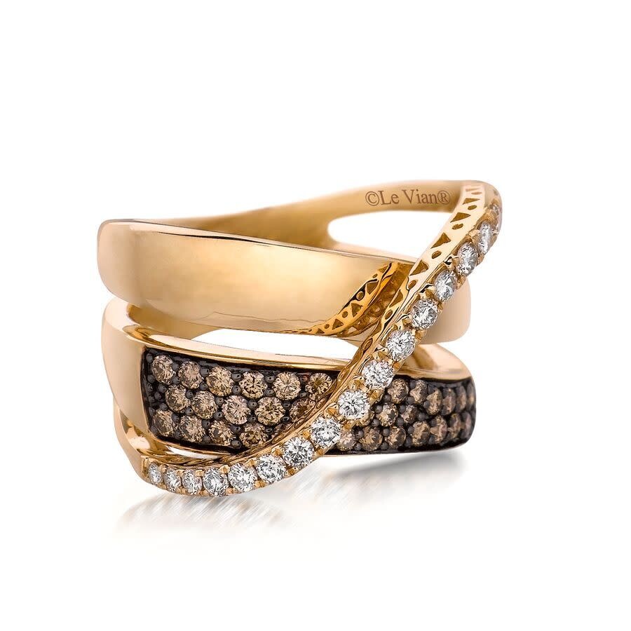 Le Vian Ladies Honey And Chocolate Gladiator Rings Set In 14k Honey Gold In Gold