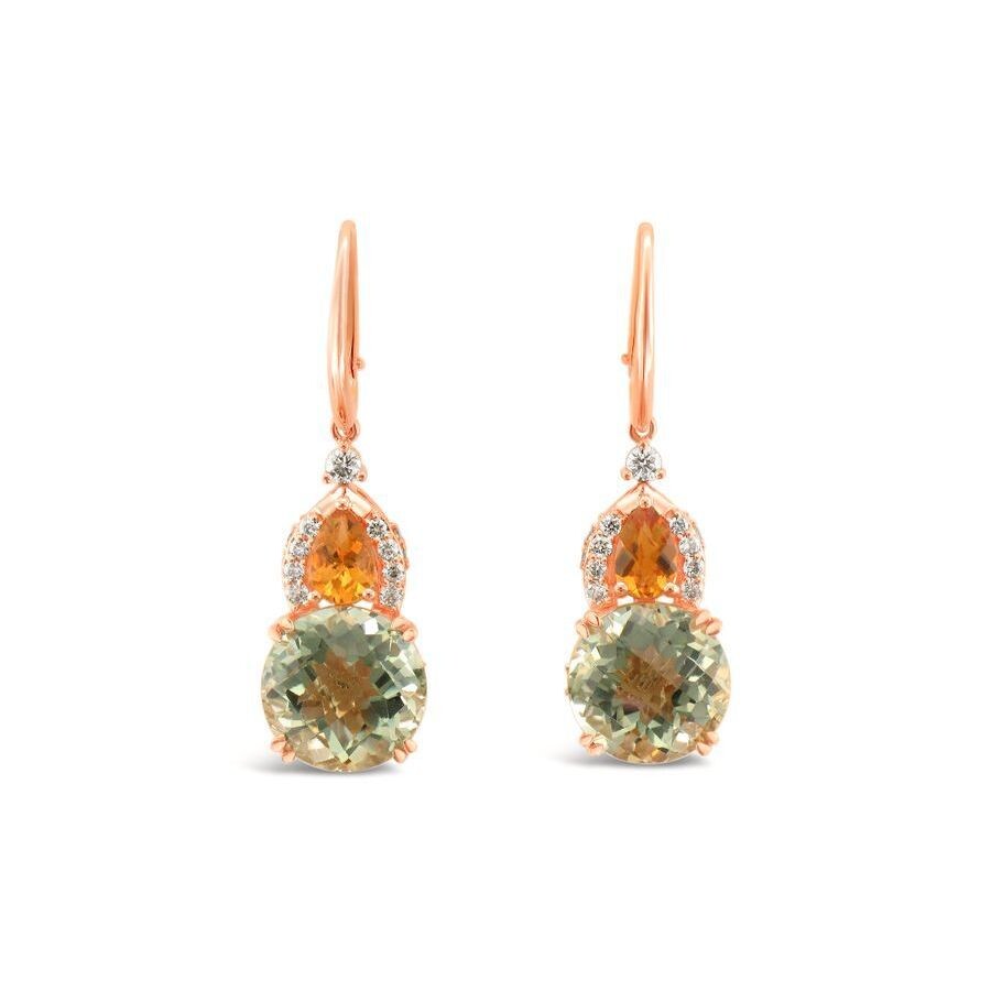 Le Vian Ladies Mint Julep Quartz Earrings set in 14K Strawberry Gold