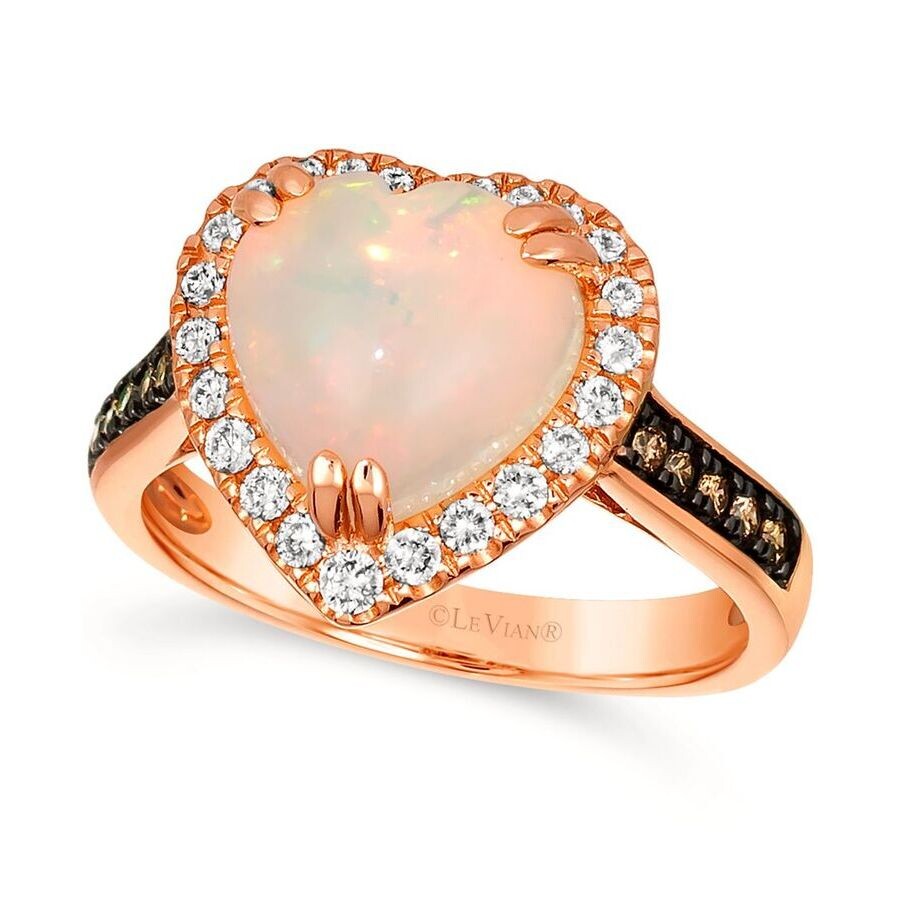 Le Vian Ladies Neopolitan Opal Heart Rings Set In 14k Strawberry Gold In Gold