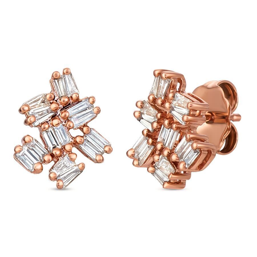 Le Vian Baguette Frenzy 14k Rose Gold 0.32 Ct. Tw. Diamond Earrings In Pink/rose Gold Tone/gold Tone