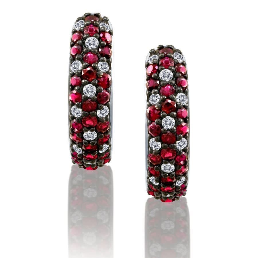 Le Vian Ladies Passion Ruby Earrings Set In 14k Vanilla Gold In Gray