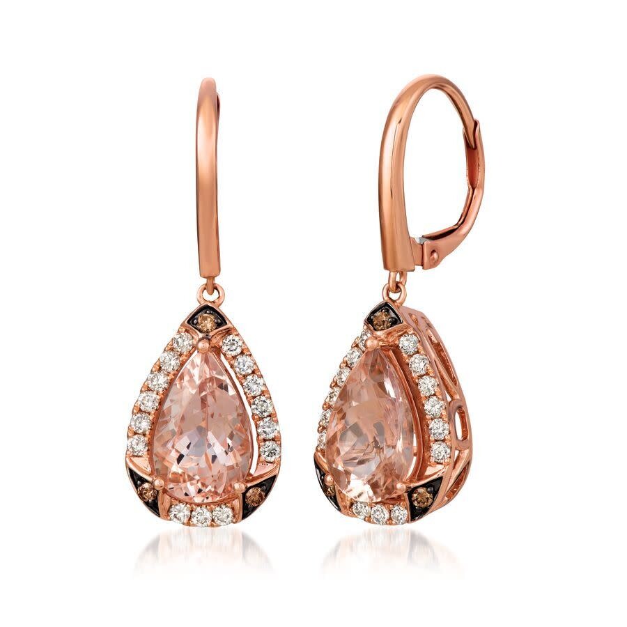 Le Vian Ladies Peach Morganite Earrings Set In 14k Strawberry Gold In Gold