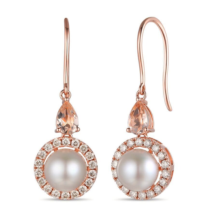 LE VIAN LE VIAN LADIES PEACH MORGANITE EARRINGS SET IN 14K STRAWBERRY GOLD