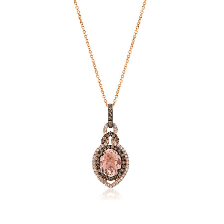 Le Vian Ladies Peach Morganite Necklaces Set In 14k Strawberry Gold In Pink/rose Gold Tone/gold Tone