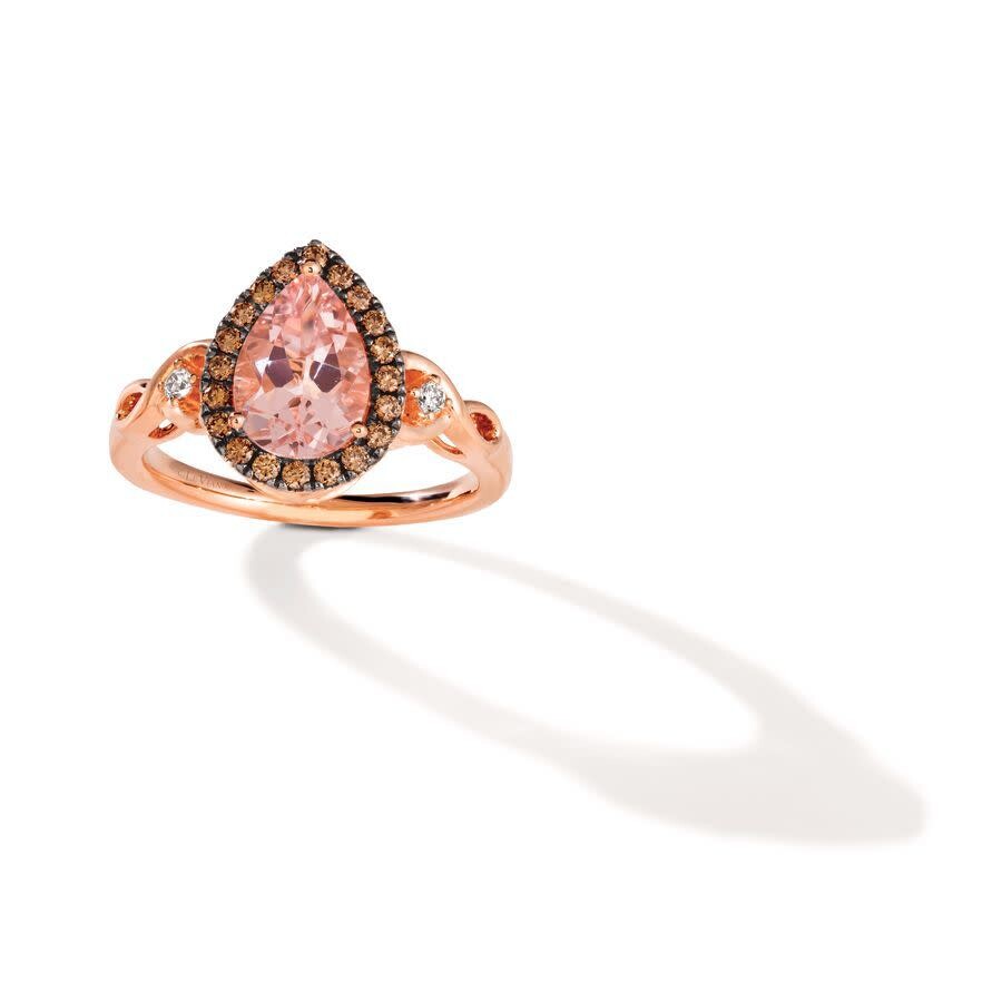 Le Vian Peach Morganite 14k Rose Gold 1.61 Ct. Tw. Diamond & Morganite Half-eternity Cocktail Ring In Pink/rose Gold Tone/gold Tone