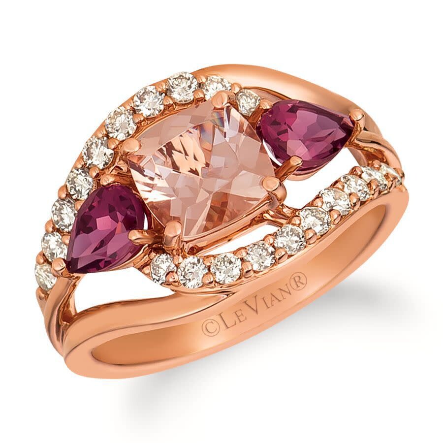 Le Vian Ladies Peach Morganite Rings Set In 14k Strawberry Gold In Pink/rose Gold Tone/gold Tone
