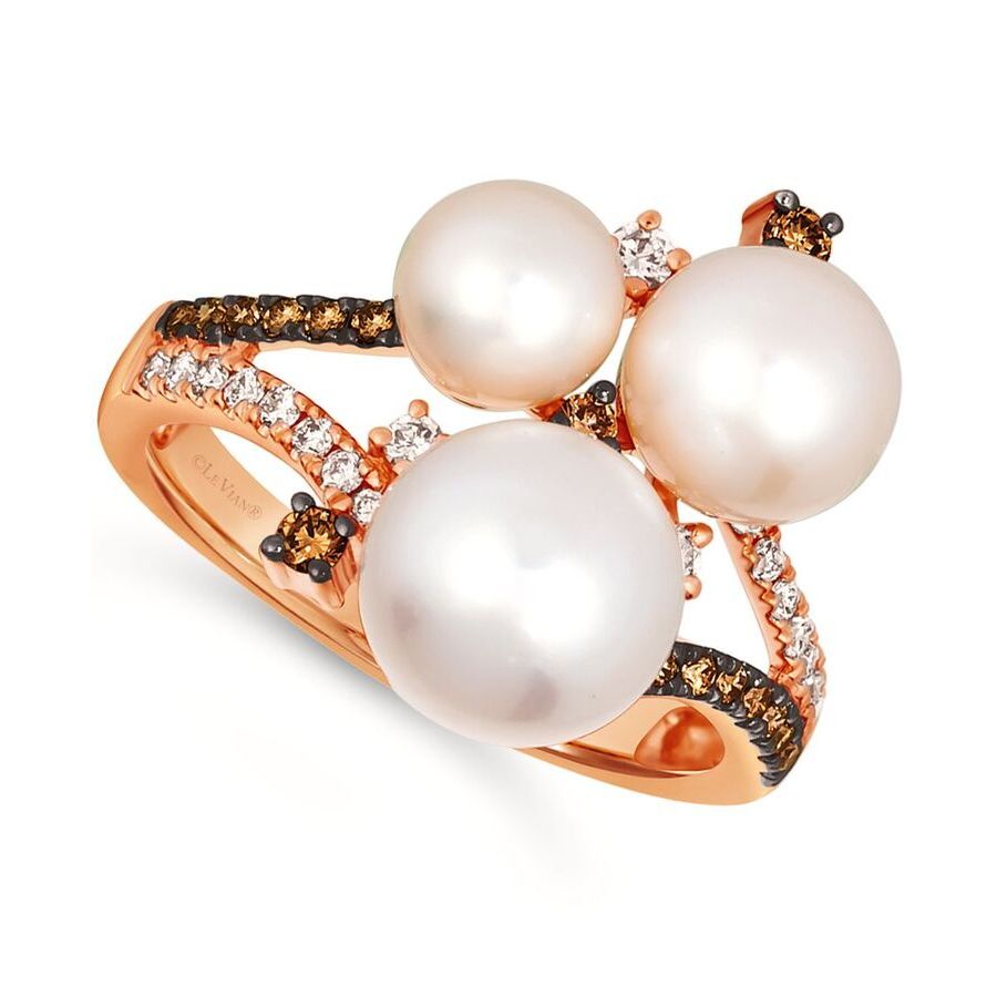 Le Vian Ladies Pearl Rings set in 14K Strawberry Gold 90383 ...