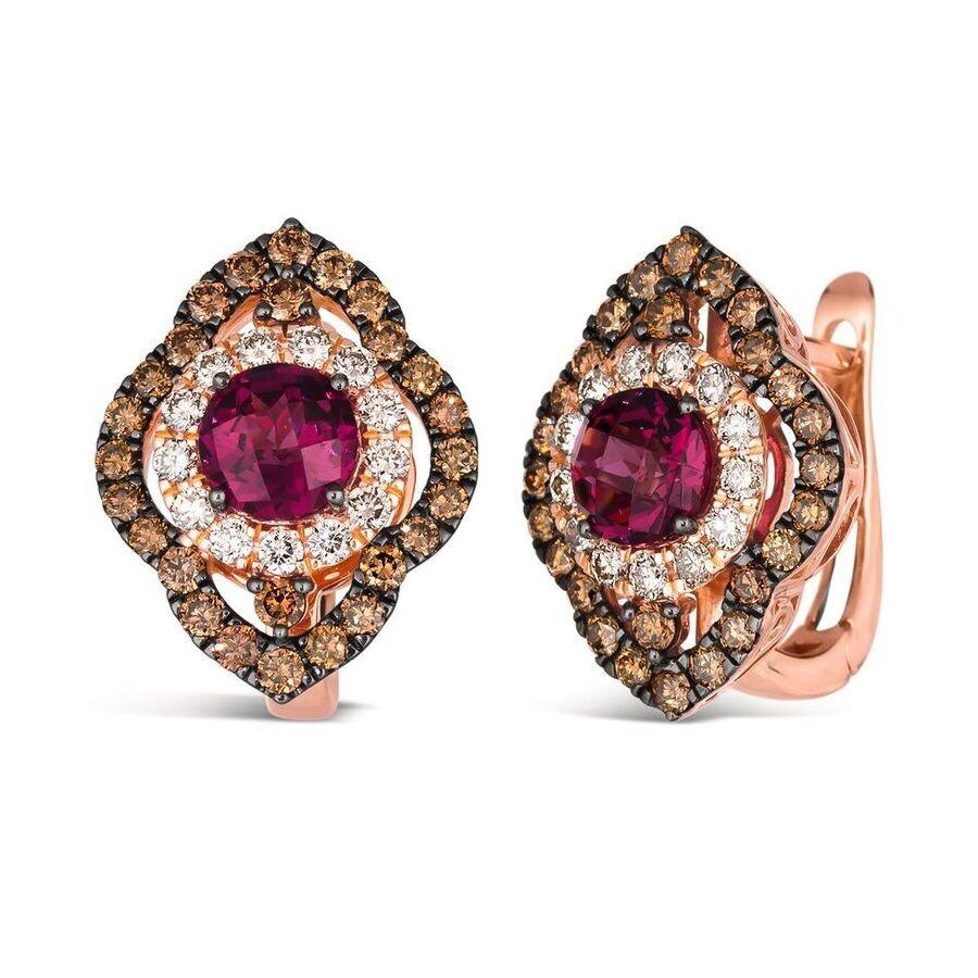 Le Vian Ladies Pomegranate Garnet Earrings Set In 14k Strawberry Gold In Pink/rose Gold Tone/gold Tone