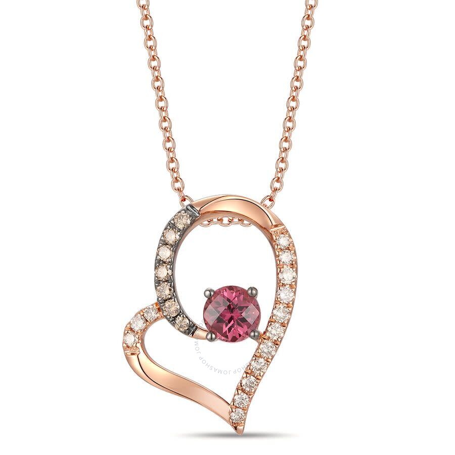 Le Vian 14k Strawberry Gold 0.87 Ct. Tw. Diamond & Rhodolite Pendant Necklace In Pink/rose Gold Tone/gold Tone