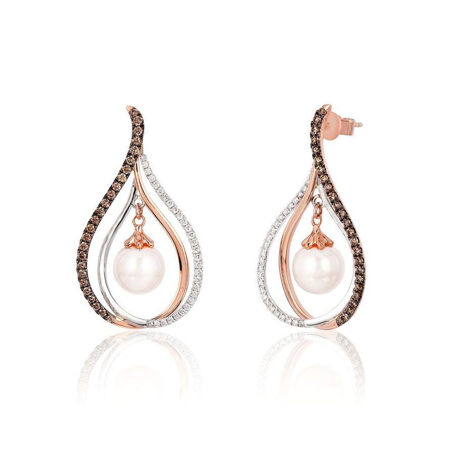 Le Vian Ladies Red Carpet Earrings In 14k Two Tone Gold In Red/two Tone/gold Tone