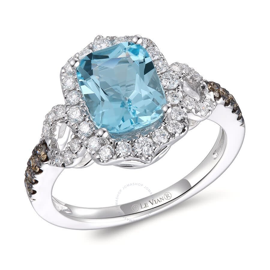 Le Vian Ladies Tranquility Blue Topaz Ring Set In 14k Vanilla Gold In White